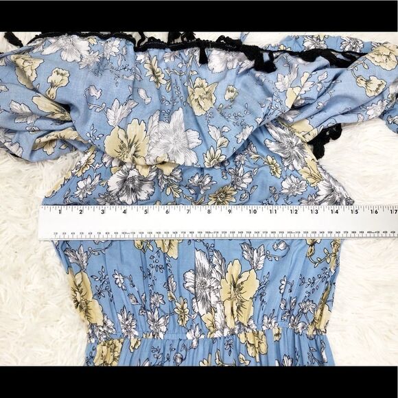 Boohoo Blue Yellow Floral Maxi Dress Size 8 - Picture 4 of 7